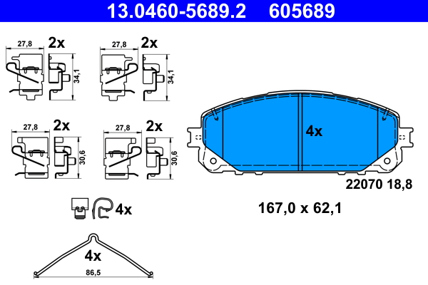 ATE ATE13.0460-5689 fékbetét készlet, tárcsafék