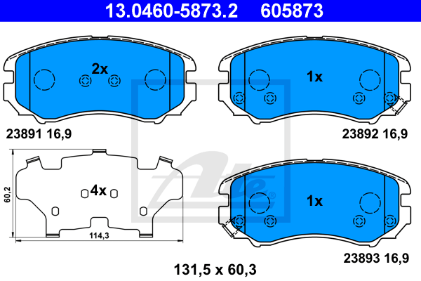 ATE 13.0460-5873.2 Fékbetét készlet, tárcsafék