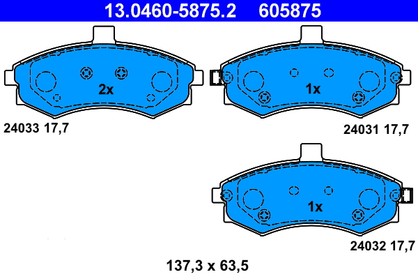 ATE 13.0460-5875.2 Fékbetét készlet, tárcsafék