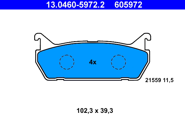 ATE 1000310127 13.0460-5972.2 - HÁTSÓ FÉKBETÉT KÉSZLET