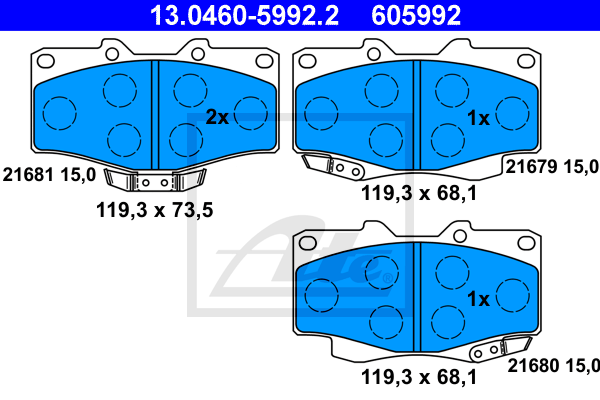 ATE 13.04605992.2 Fékbetét készlet, tárcsafék