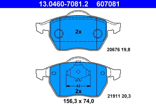 ATE 206820 13.0460-7081.2 - Fékbetét