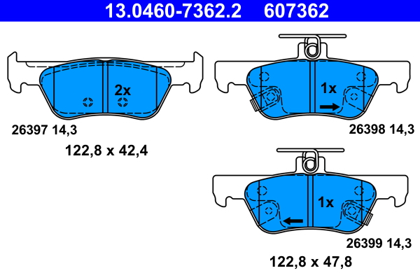 ATE 13.0460-7362.2 fékbetétkészlet, tárcsafék