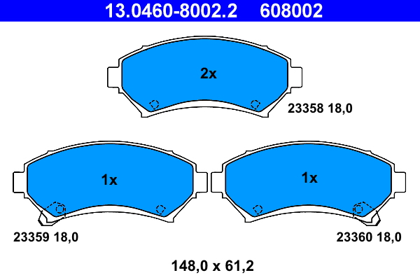 ATE 13.04608002.2 Fékbetét készlet, tárcsafék