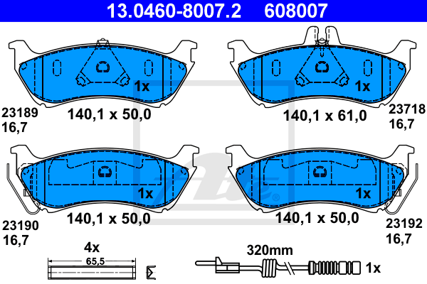 ATE 13.04608007.2 Fékbetét készlet, tárcsafék