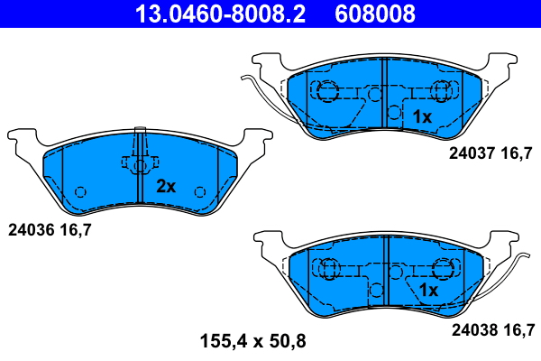 ATE 13.0460-8008.2 Fékbetét készlet, tárcsafék