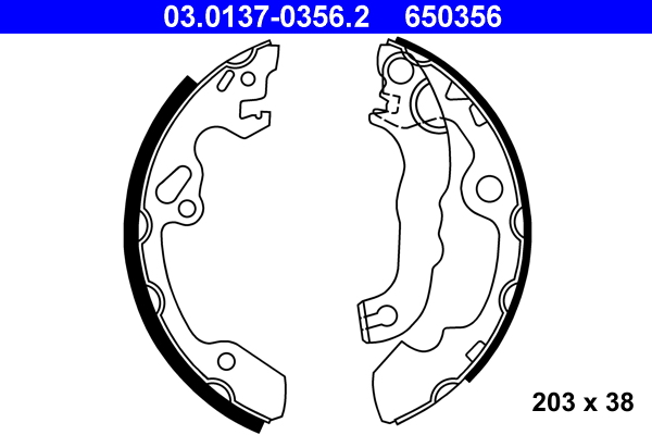 ATE 76641 03.0137-0356.2 - Fékpofakészlet kézifékhez, rögzítőfékhez, dobfékhez