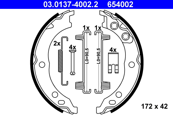 ATE 03.0137-4002.2 fékpofakészlet, rögzítőfék