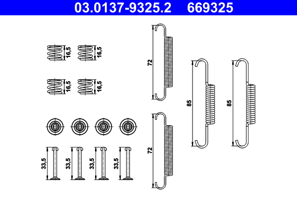 ATE 429757 03.0137-9325.2 - Tartozék készlet fékpofához, rugókészlet