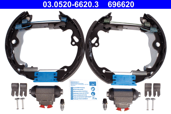 ATE 03.05206620.3 Fékpofakészlet kézifékhez, rögzítőfékhez, dobfékhez