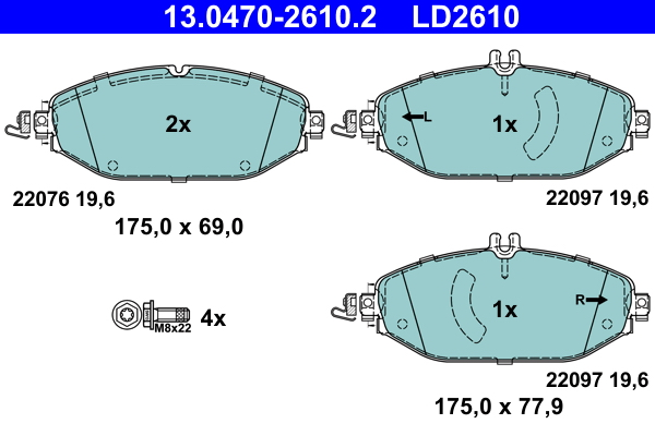 ATE 13.0470-2610.2 Fékbetét készlet, tárcsafék