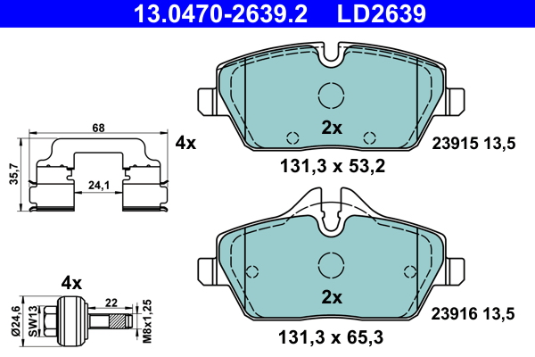 ATE 13.0470-2639.2 KLOCKI HAM. BMW P. I3 ELECTRIC 13- CERAMIC