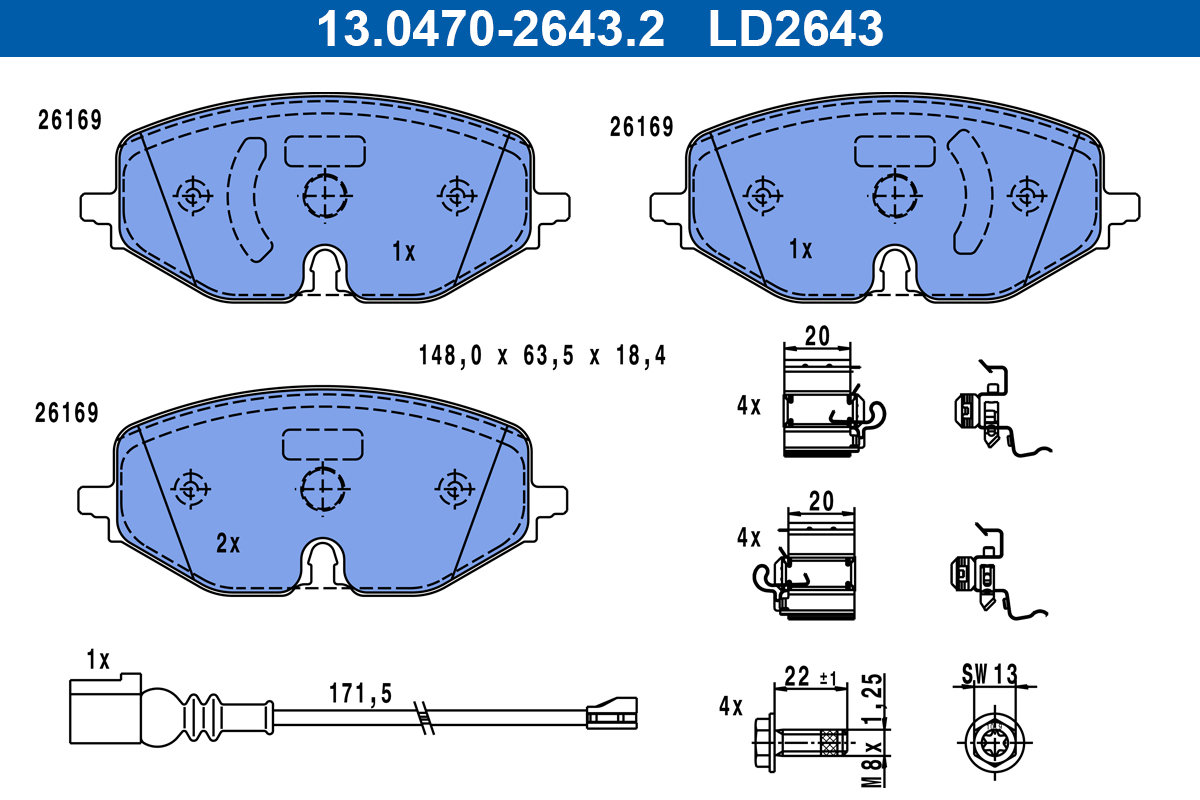 ATE 498169 13.0470-2643.2 DISK PL VW 13.0470-2643.2  PR.GOLF VIII 2.0 TDI 19->ZA DISK 288MM CERAMIC