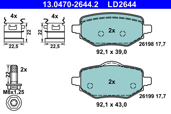 ATE 13.0470-2644.2 KLOCKI HAM. PEUGEOT T. 2008/208 1,2-1,6 19- CERAMIC