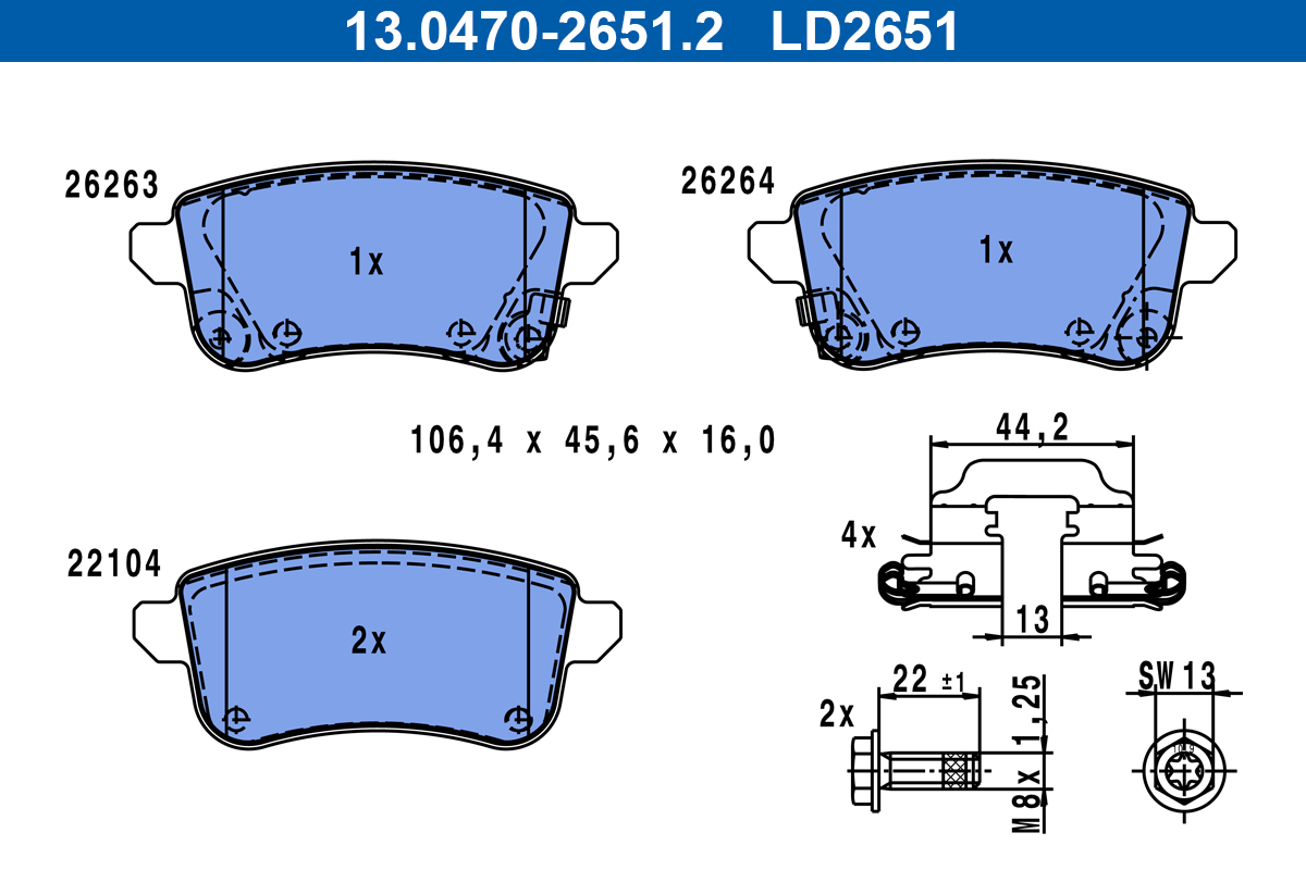 ATE 13.0470-2651.2 KLOCKI HAM. NISSAN T. JUKE 1,0/1,6 HYBRID 19- CERA