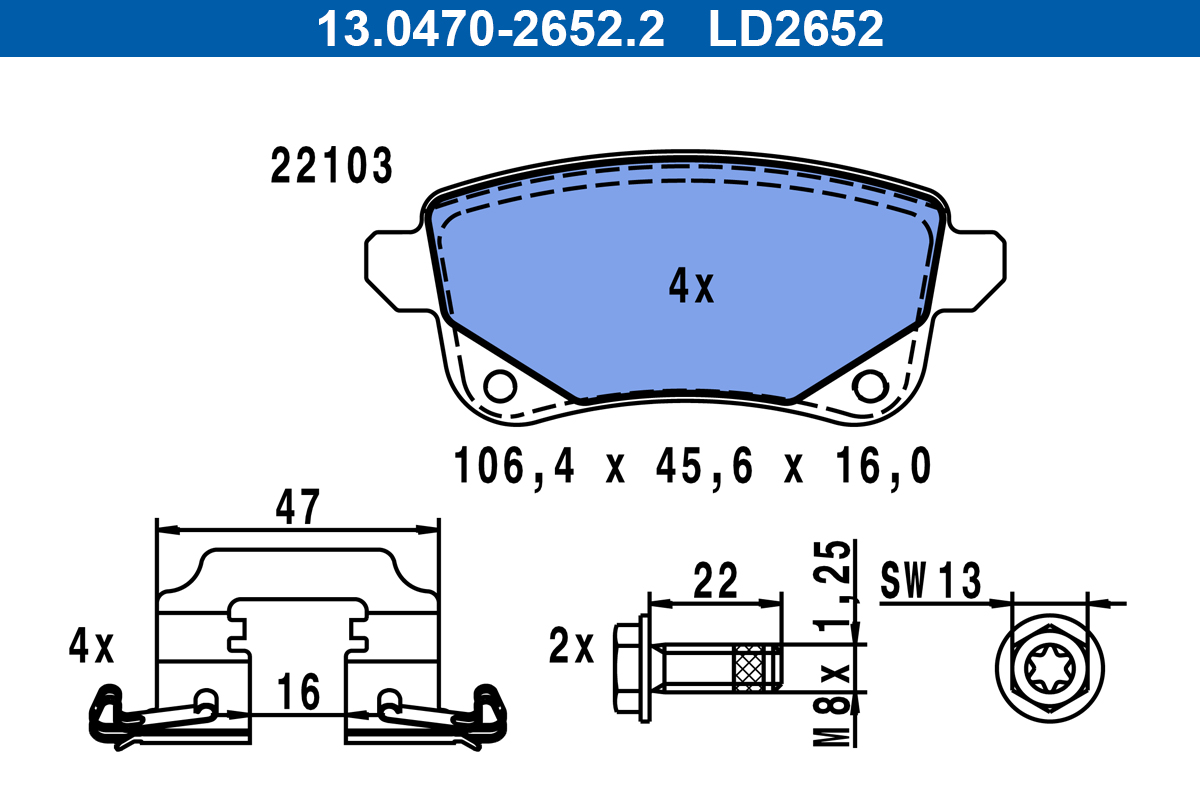 ATE 13.0470-2652.2 KLOCKI HAM. RENAULT T. GRAND SCENIC 1,2-2,0 09-16