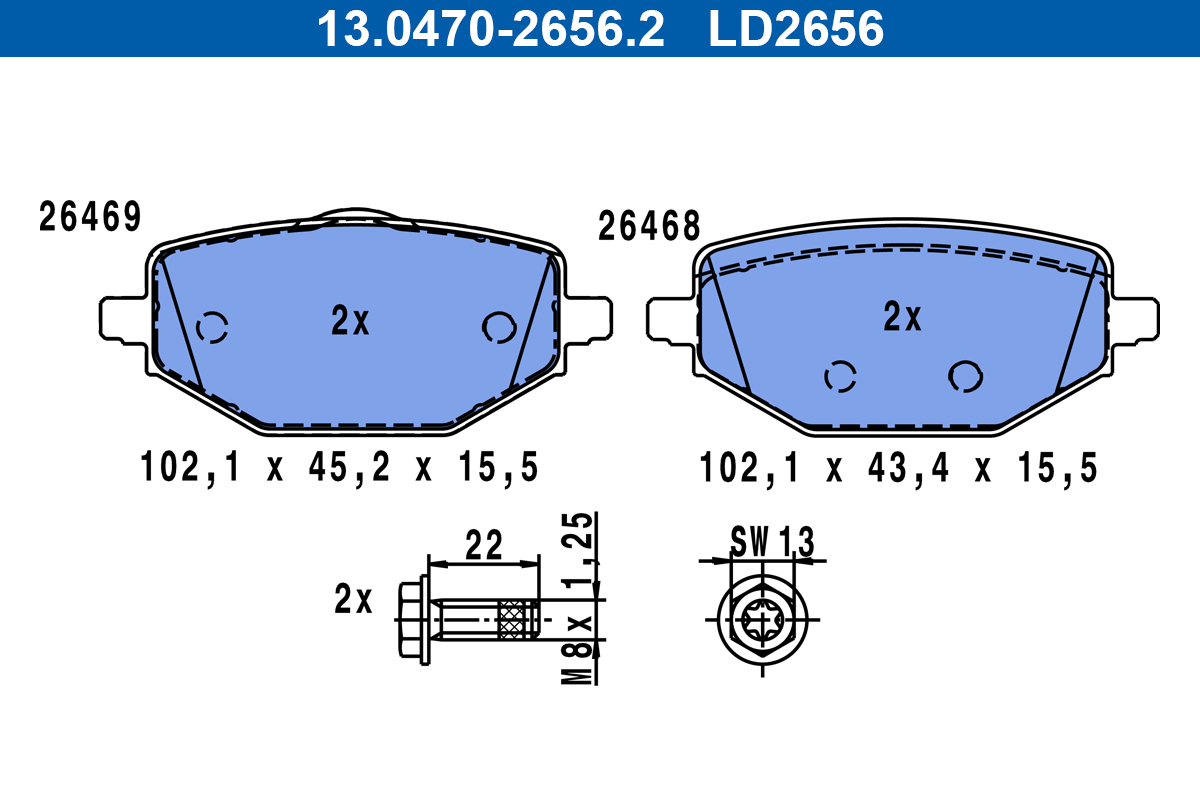 ATE 13.0470-2656.2 KLOCKI HAM. RENAULT T. CAPTUR/MEGANE 1,6 20- CERAM