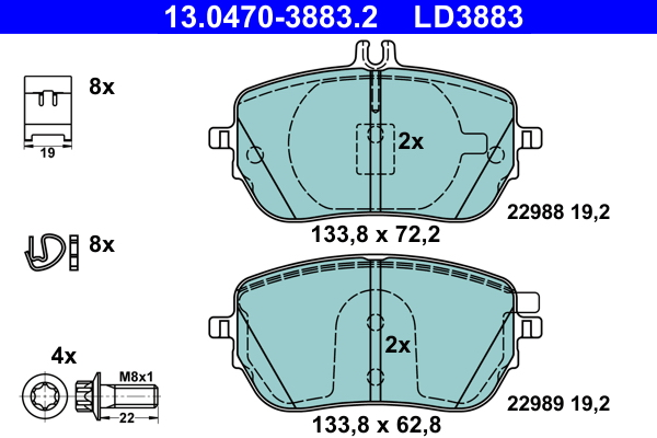 ATE 13.0470-3883.2 fékbetétkészlet, tárcsafék