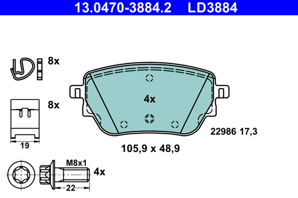 ATE 354680 13.0470-3884.2 - Fékbetét