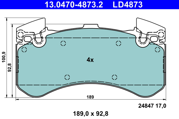 ATE 13.0470-4873.2 KLOCKI HAM. AUDI P. A6/A7/A8 1,8-3,0 QUATTRO 10-18 CERAMIC