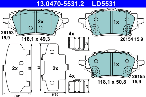 ATE ATE13.0470-5531 fékbetét készlet, tárcsafék