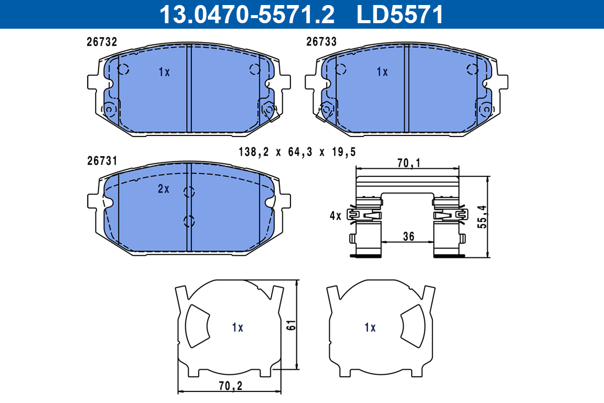 ATE 13.0470-5571.2 KLOCKI HAM. KIA P. SPORTAGE 1,6 T-GDI/CRDI 21- CERAMIC