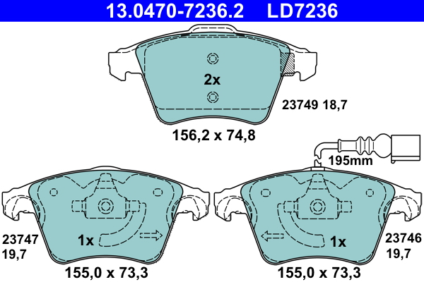 ATE 13.0470-7236.2 fékbetétkészlet, tárcsafék