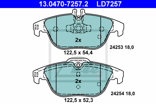 ATE 13.0470-7257.2 Fékbetét készlet, tárcsafék