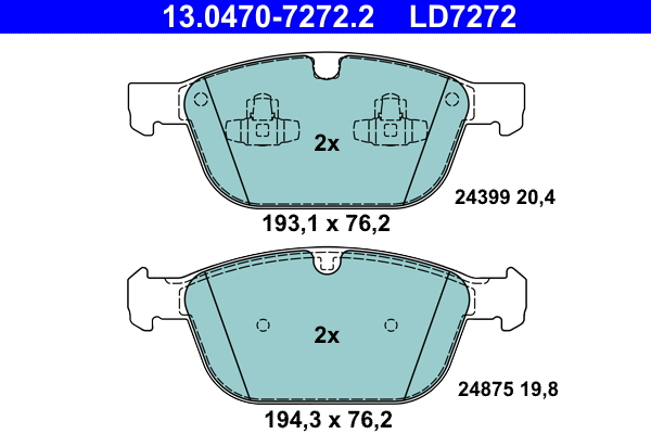 ATE 1001853438 13.0470-7272.2 - Első fékbetét készlet