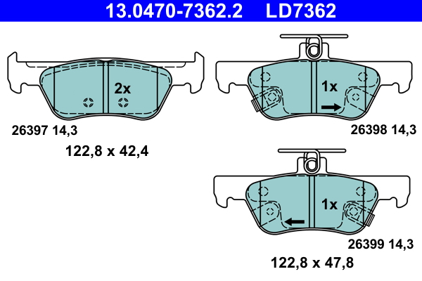 ATE 13.0470-7362.2 fékbetétkészlet, tárcsafék