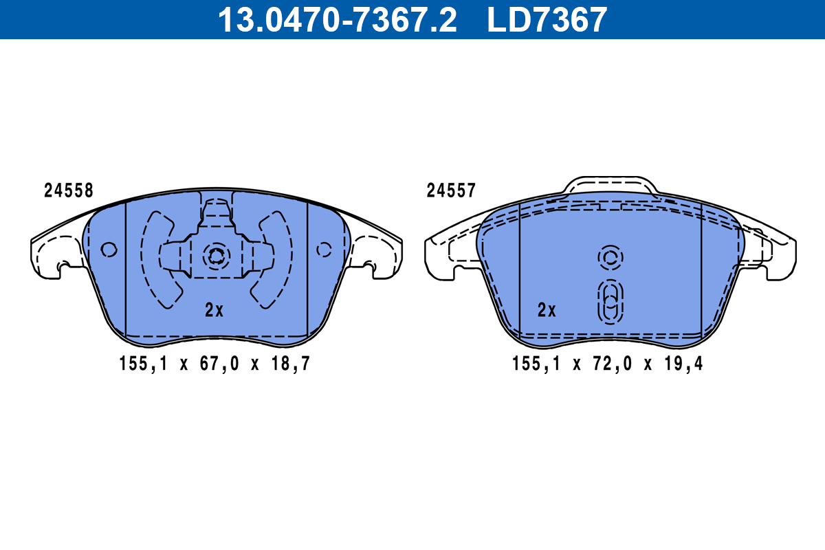 ATE 13.0470-7367.2 KLOCKI HAM. PEUGEOT P. 2008/208 1,2/1,5-1,6 BLUEHD