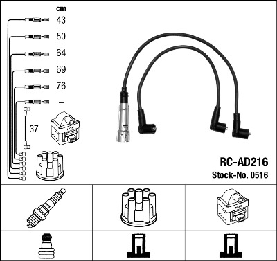 NGK RC-AD216 Gyújtókábel készlet, gyertyakábel szett