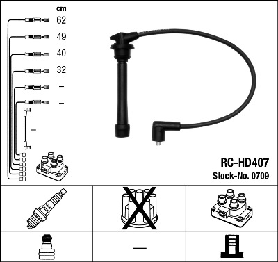 NGK 1001667008 RC-HD407 - Gyújtókábel készlet