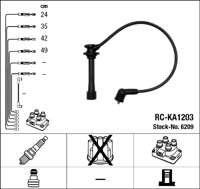 NGK RC-KA1203 Gyújtókábel készlet, gyertyakábel szett