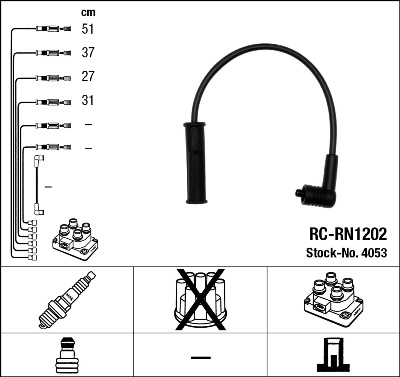 NGK RC-RN1202 Gyújtókábel készlet, gyertyakábel szett