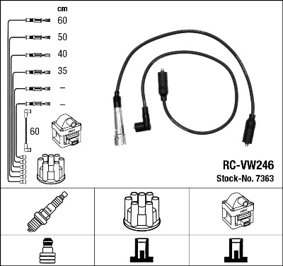 NGK RC-VW246 Gyújtókábel készlet, gyertyakábel szett