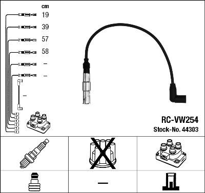 NGK RC-VW254 Gyújtókábel készlet, gyertyakábel szett