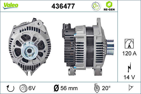 VALEO 436477 generátor - felújított, cseredarab kód:D