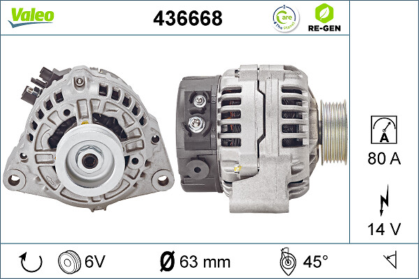VALEO 436668 generátor - felújított, cseredarab kód:D