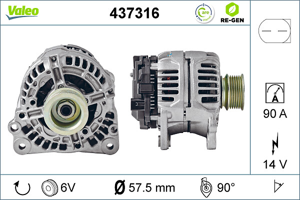 VALEO 437316 generátor - felújított, cseredarab kód:D