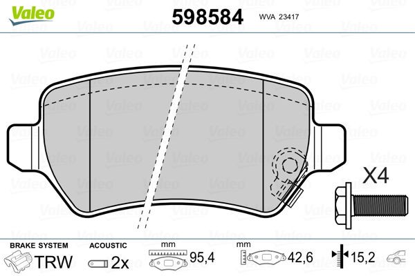 VALEO VAL598584 Fékbetét