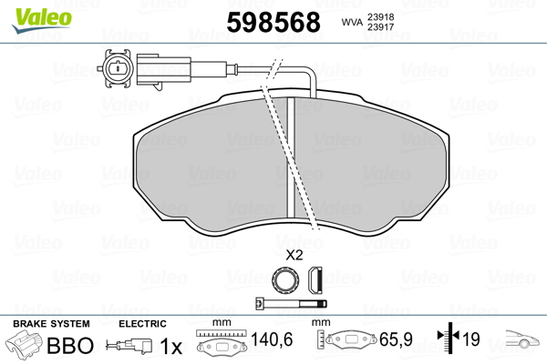VALEO VAL598568 KLOCKI HAM