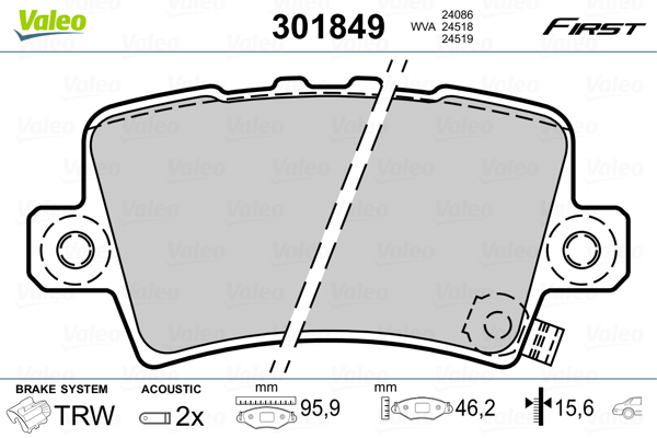 VALEO VAL301849 Fékbetét