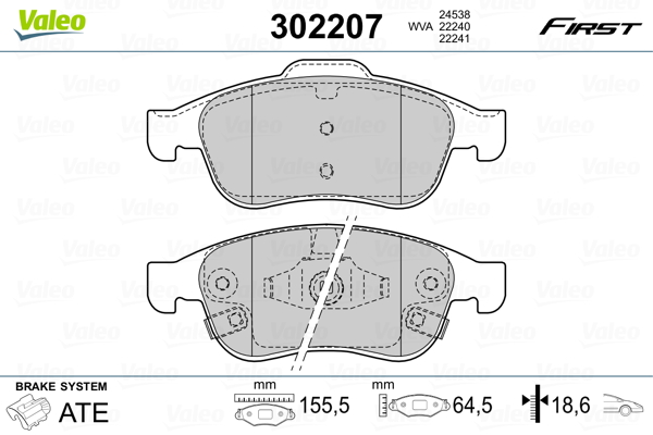 VALEO VAL302207 Fékbetét