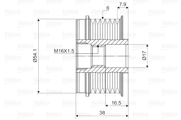 VALEO VAL588006 Szabadonfutós ékszíjtárcsa