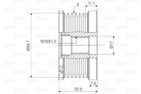 VALEO VAL588046 Szabadonfutós ékszíjtárcsa