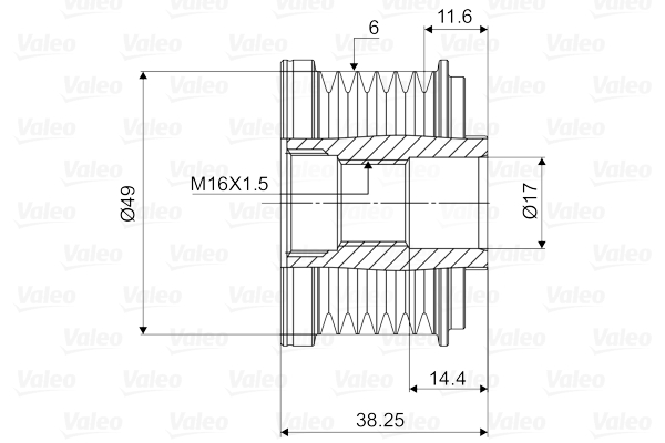 VALEO VAL588055 Szabadonfutós ékszíjtárcsa