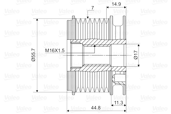 VALEO VAL588060 Szabadonfutós ékszíjtárcsa