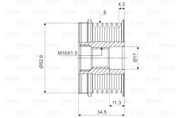 VALEO VAL588074 Szabadonfutós ékszíjtárcsa