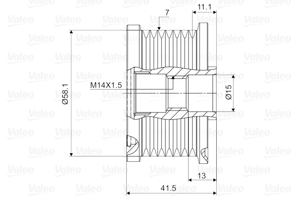 VALEO VAL588082 Szabadonfutós ékszíjtárcsa